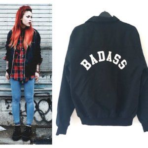 Olive & Frank Badass Plaid Punk Bomber Jacket L